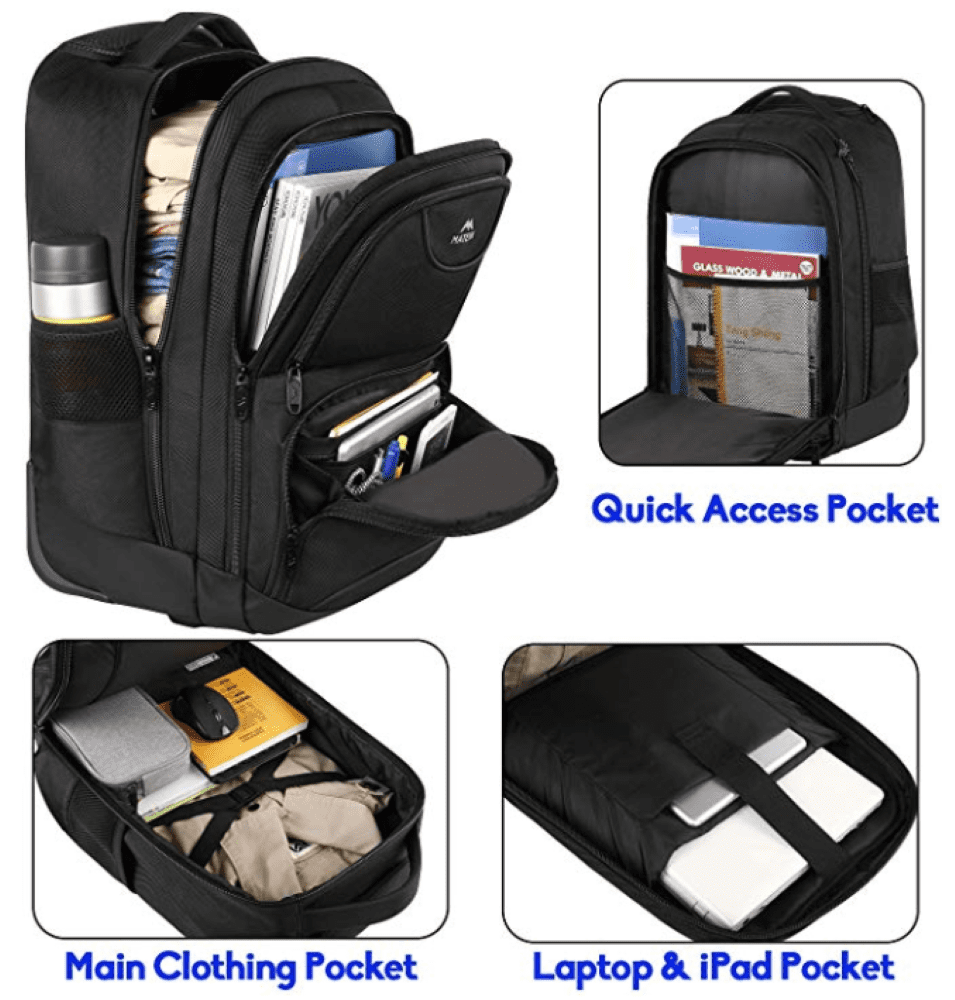 Σακίδιο πλάτης Τροχήλατο 45L Laptop 18” Matein 1178 μαύρο