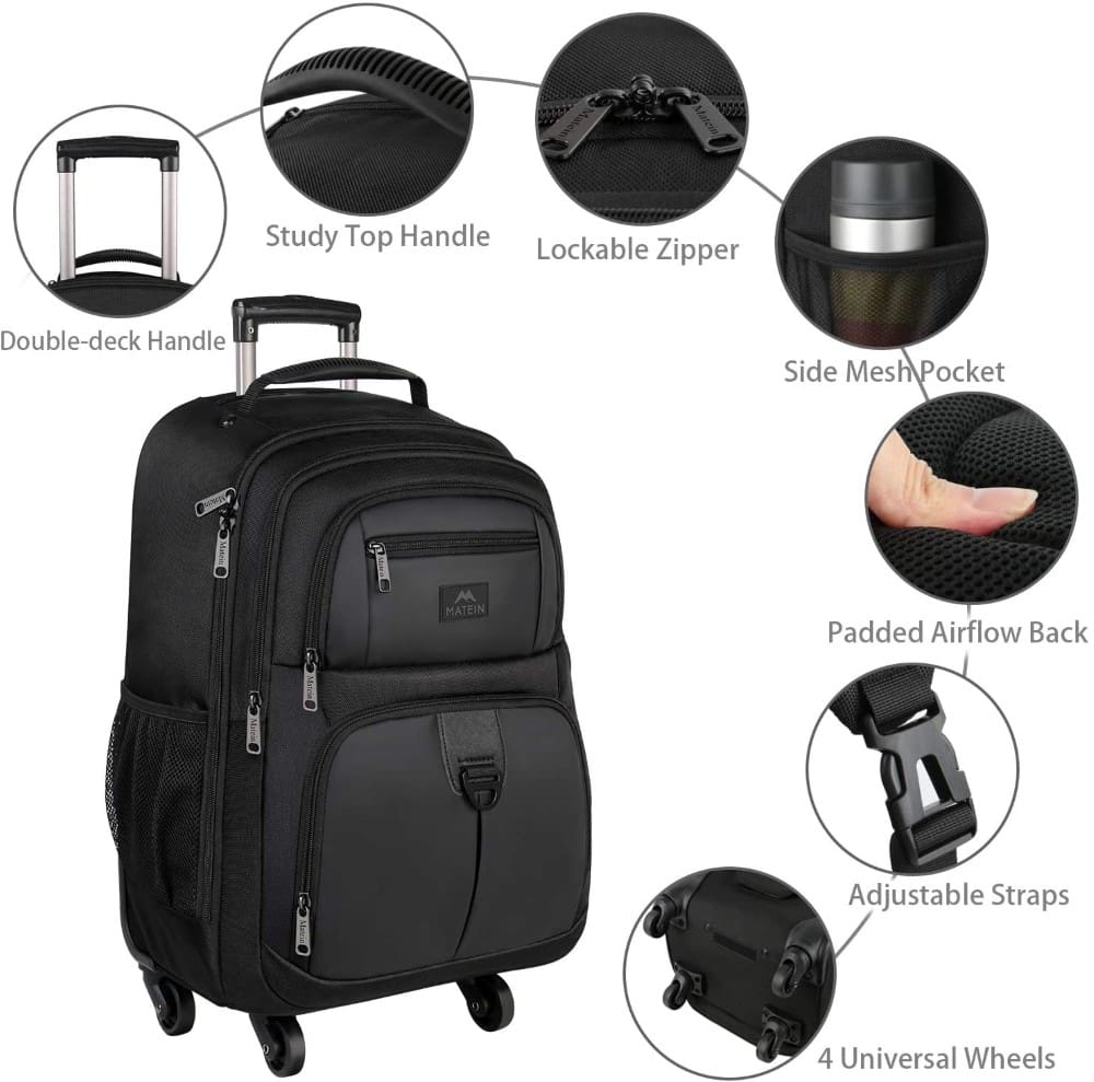 Σακίδιο πλάτης Τροχήλατο 45L Laptop 17” Matein 1212 μαύρο