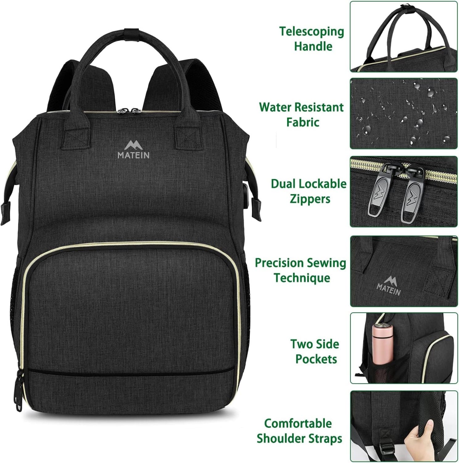 Γυναικείο Επαγγελματικό Σακίδιο πλάτης γεύματος Ισοθερμικό 18L 15,6” Matein 1368 μαύρο