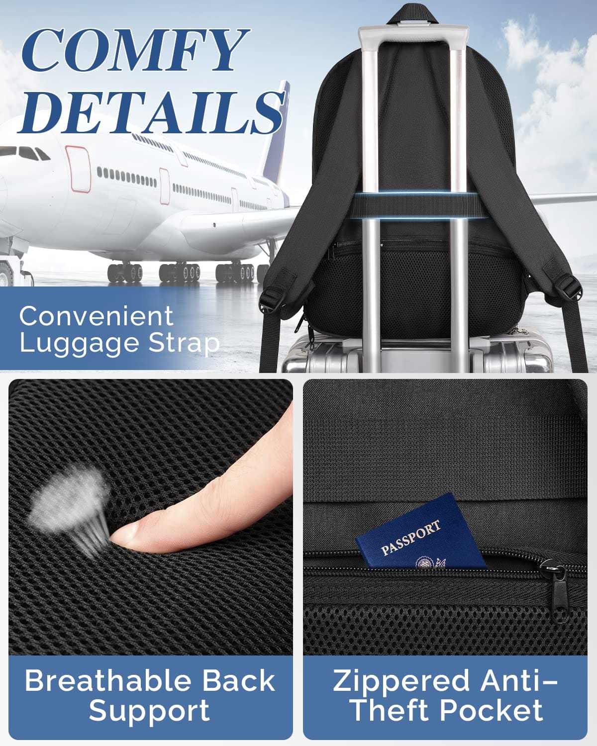 Σακίδιο πλάτης 30L Laptop 17,3” Matein 1425 μαύρο