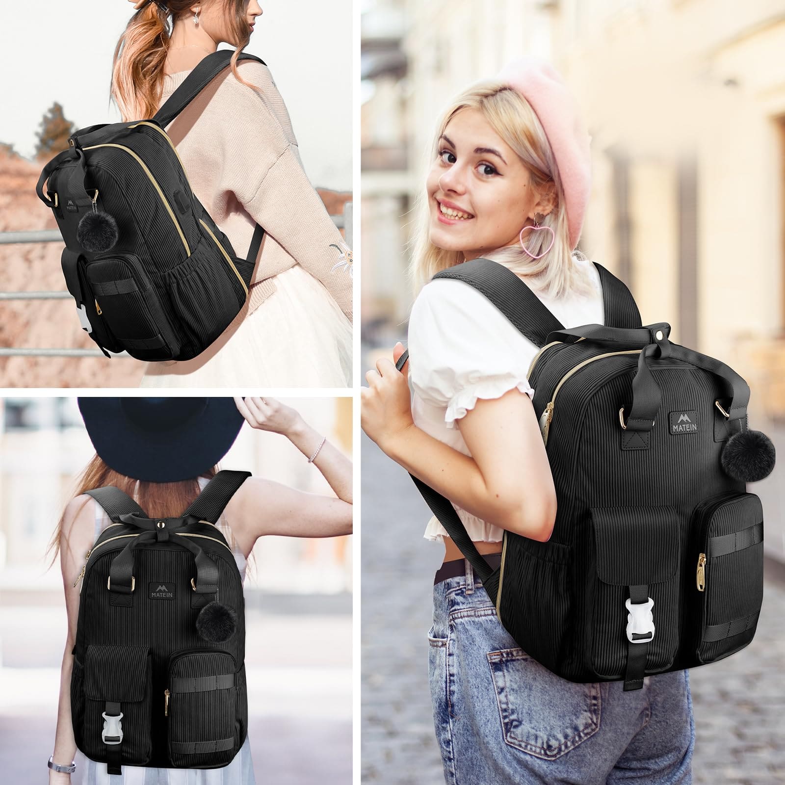 Γυναικείο Σακίδιο πλάτης 15,6" Laptop 30L Matein 1429 μαύρο