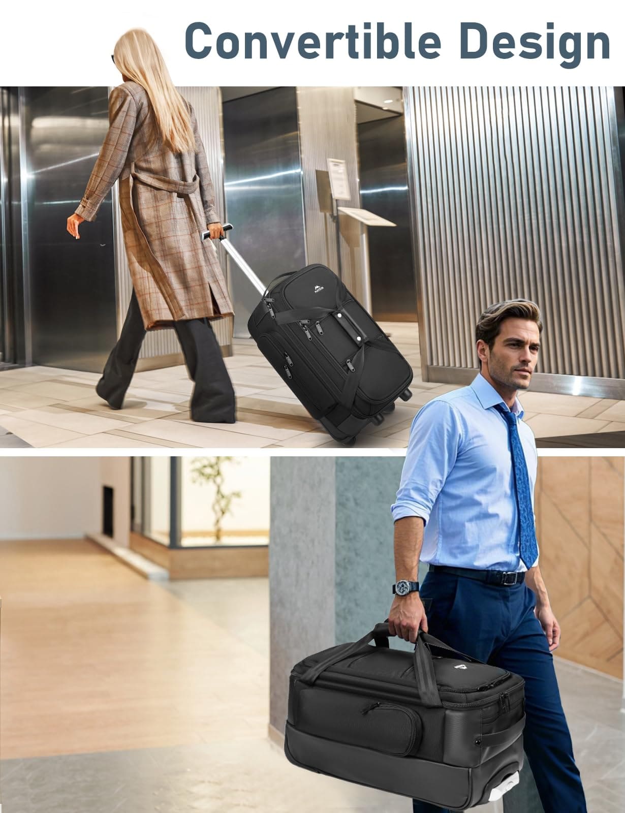 Τροχοτσάντα ταξιδιού καμπίνας 40L Matein 1717/54,6 cm μαύρο