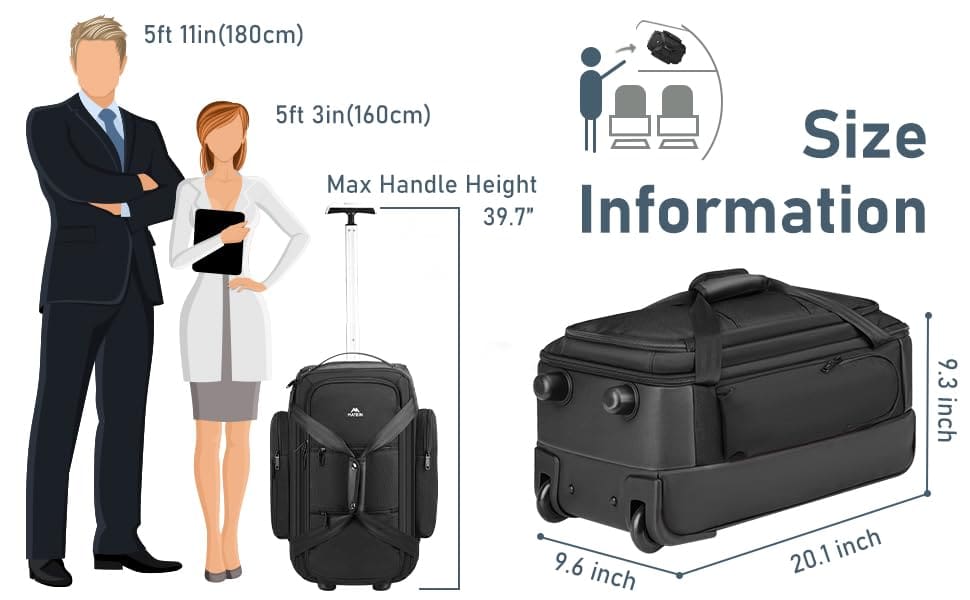Τροχοτσάντα ταξιδιού καμπίνας 40L Matein 1717/54,6 cm μαύρο
