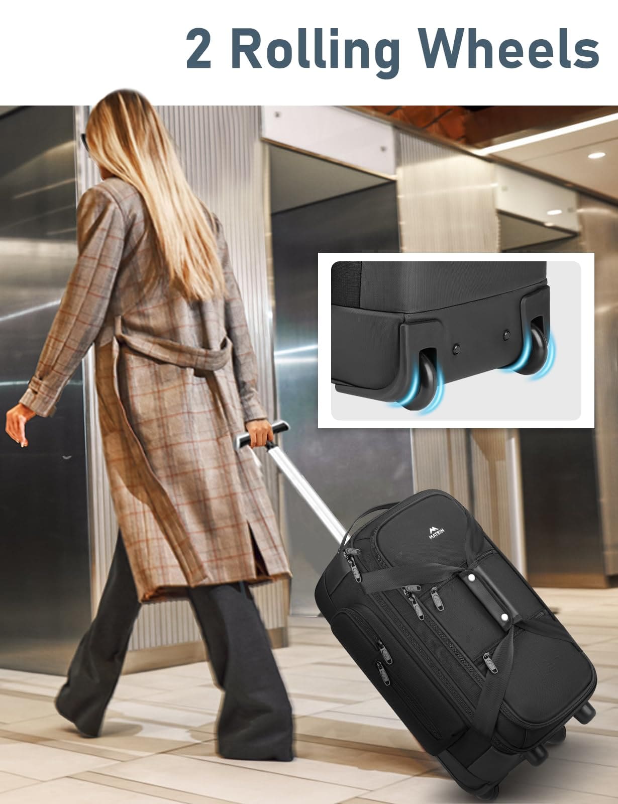 Τροχοτσάντα ταξιδιού καμπίνας 40L Matein 1717/54,6 cm μαύρο
