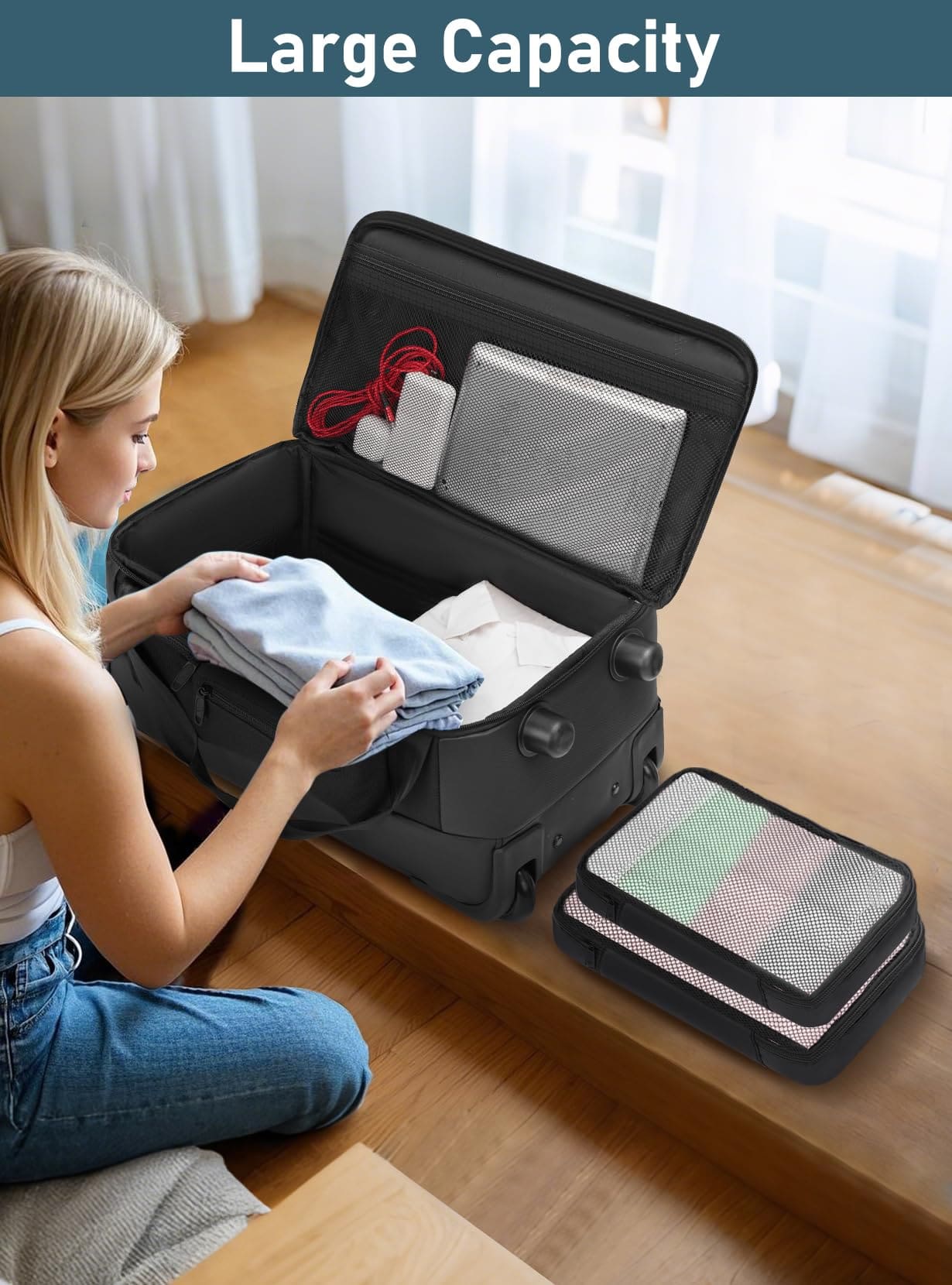 Τροχοτσάντα ταξιδιού καμπίνας 40L Matein 1717/54,6 cm μαύρο