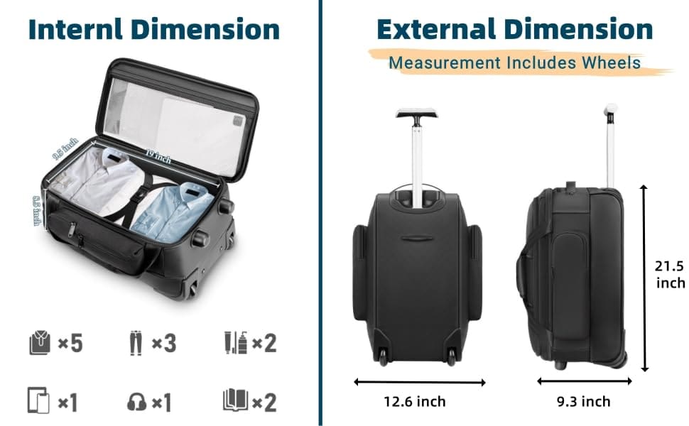 Τροχοτσάντα ταξιδιού καμπίνας 40L Matein 1717/54,6 cm μαύρο