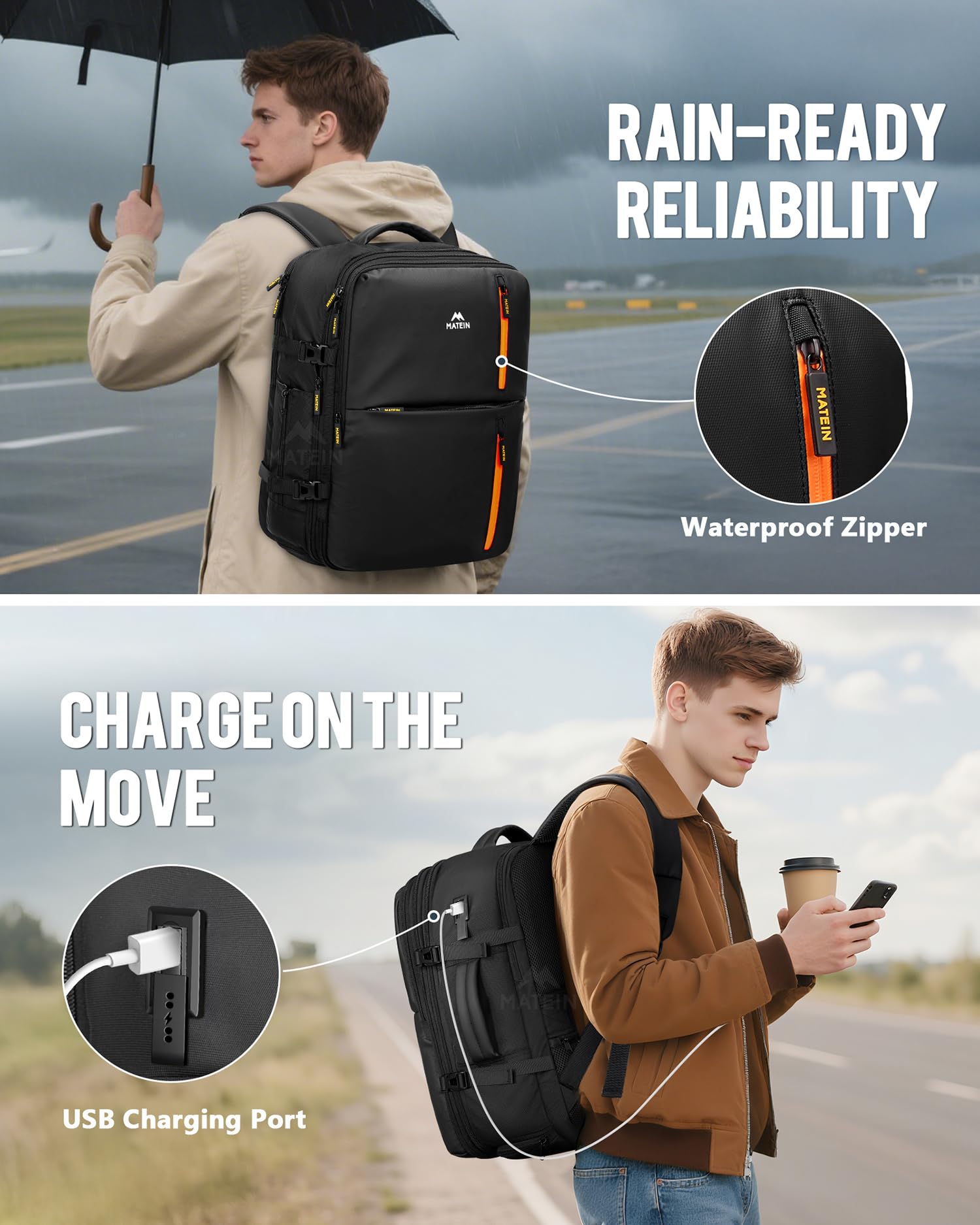 Σακίδιο Πλάτης Καμπίνας 45L 17,3” Matein 1746 μαύρο