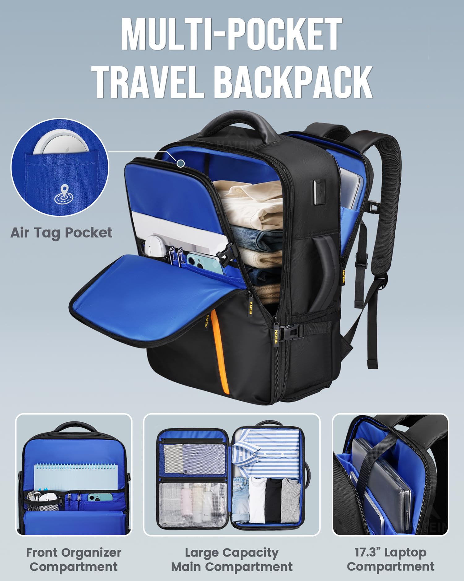 Σακίδιο Πλάτης Καμπίνας 45L 17,3” Matein 1746 μαύρο