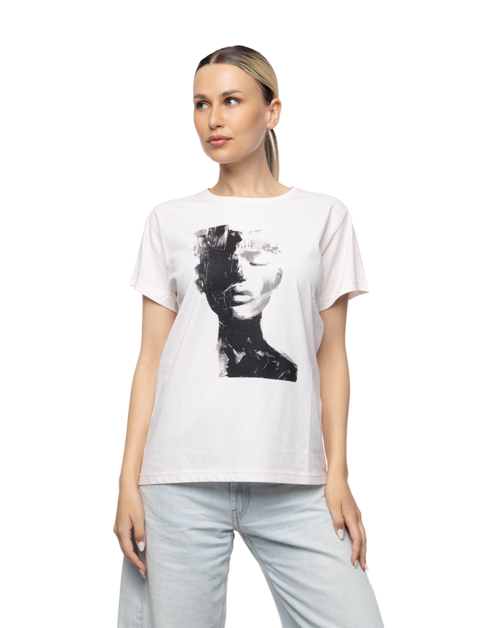 Smart Γυναικείο t-shirt με τύπωμα πρόσωπο 55-106-001 PINK