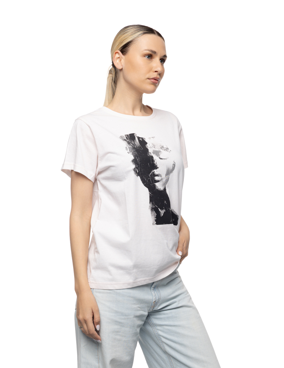 Smart Γυναικείο t-shirt με τύπωμα πρόσωπο 55-106-001 PINK