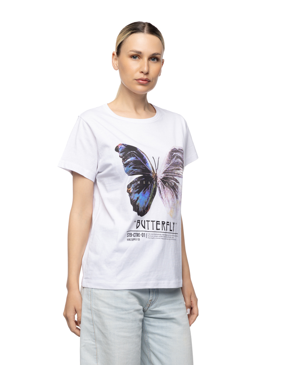 Smart Γυναικείο t-shirt με τύπωμα “πεταλούδα” 55-106-002 WHITE