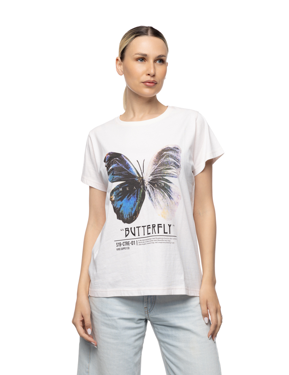Smart Γυναικείο t-shirt με τύπωμα “πεταλούδα” 55-106-002 PINK