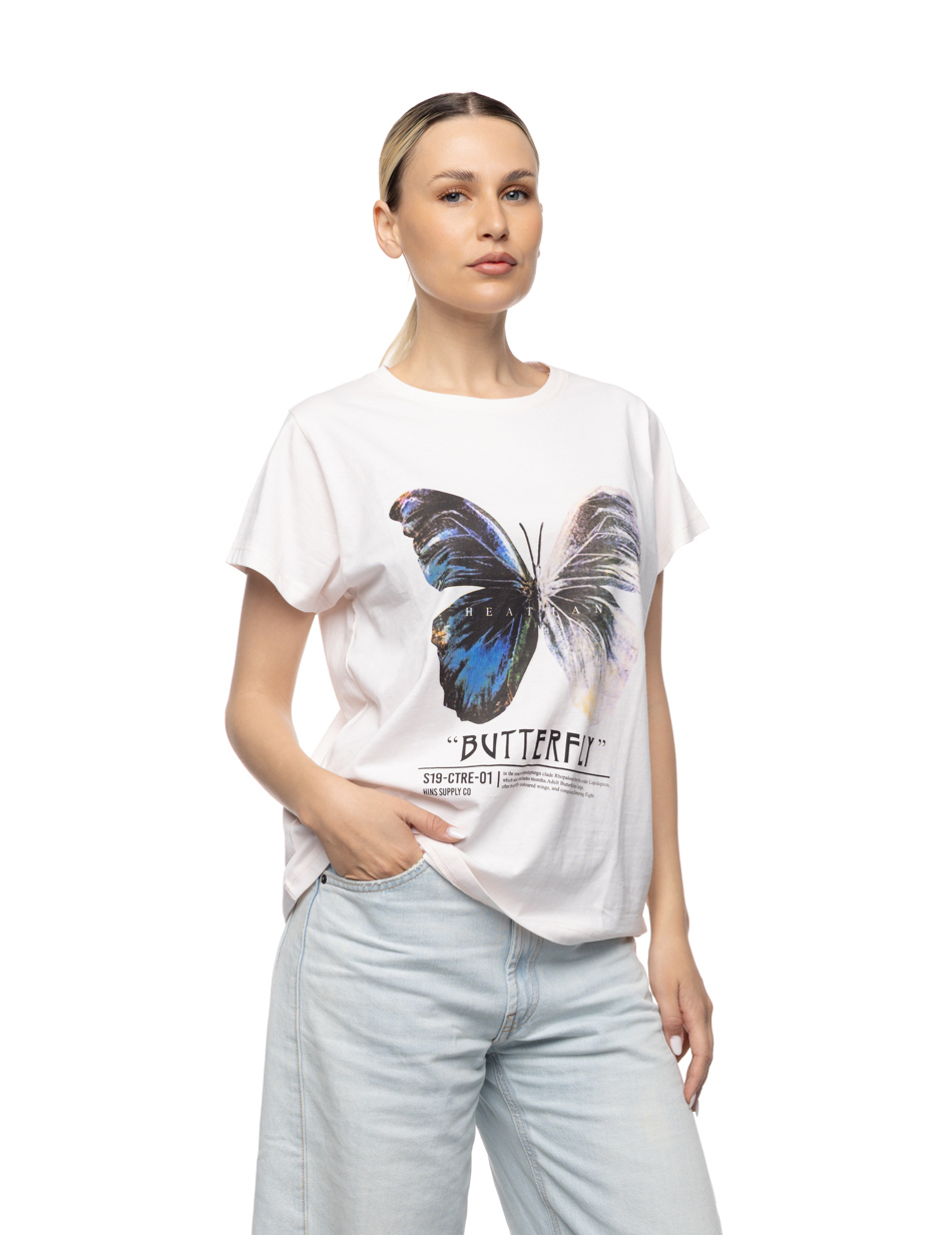 Smart Γυναικείο t-shirt με τύπωμα "πεταλούδα" 55-106-002 PINK