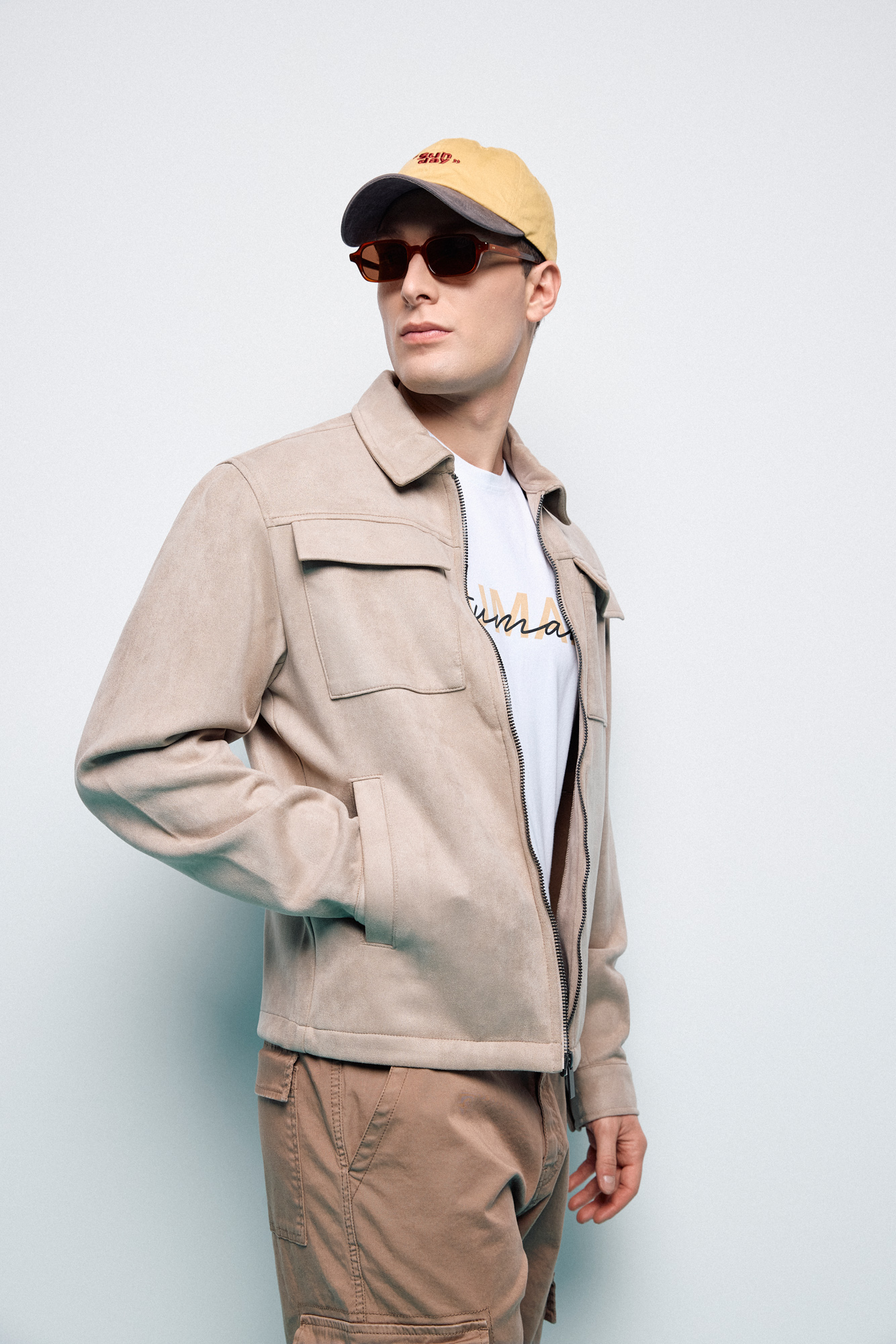 Smart Ανδρικό πανωφόρι τύπου sacket 55-201-001 BEIGE