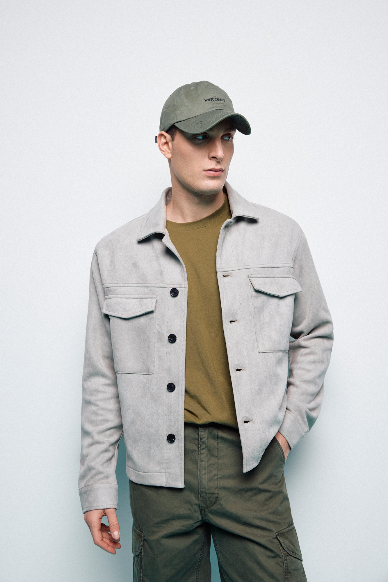 Smart Ανδρικό πανωφόρι τύπου sacket 55-201-002 GREY