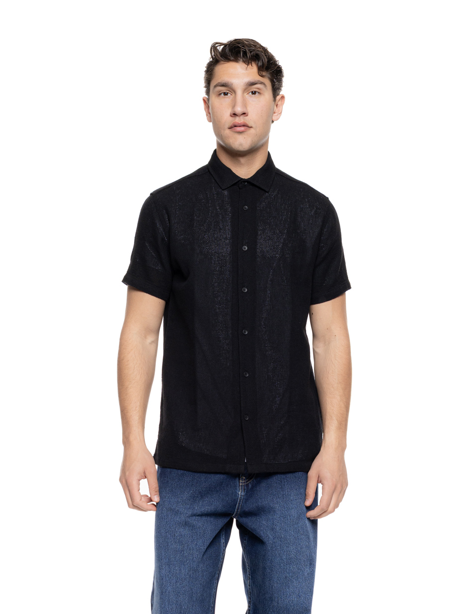 Smart πουκάμισο κοντομάνικο κανονικό κολάρο 55-203-003 BLACK