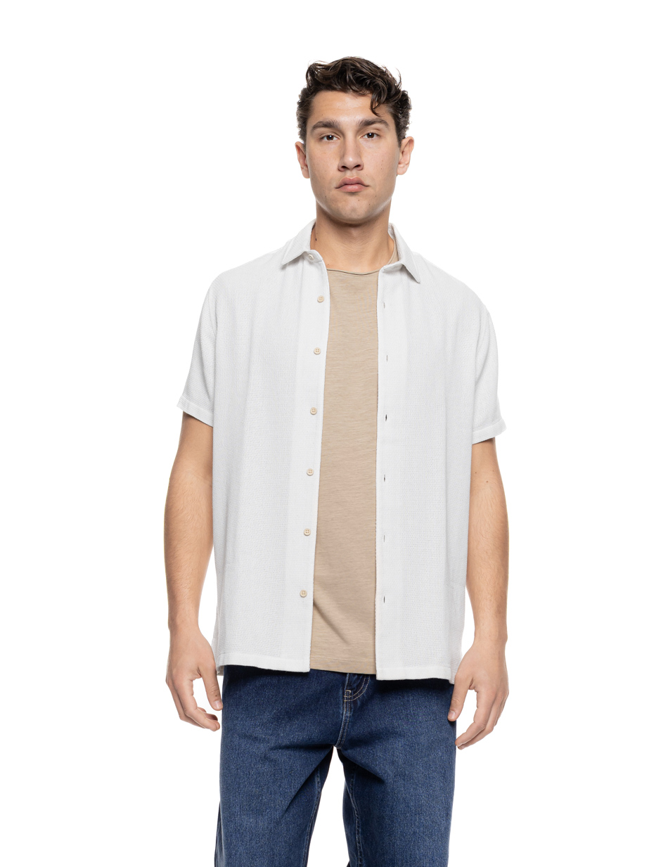 Smart πουκάμισο κοντομάνικο κανονικό κολάρο 55-203-003 OFF WHITE