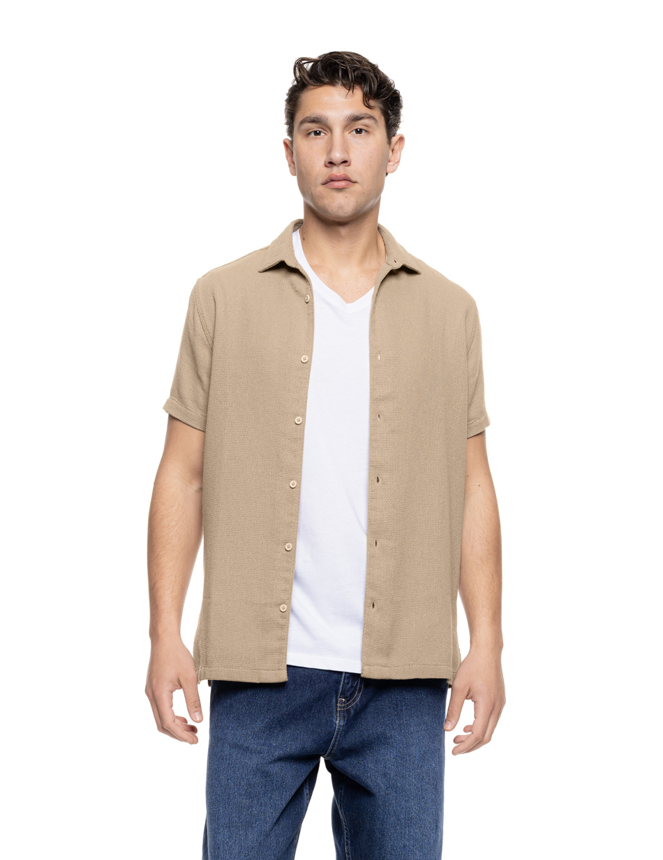 Smart πουκάμισο κοντομάνικο κανονικό κολάρο 55-203-003 BEIGE