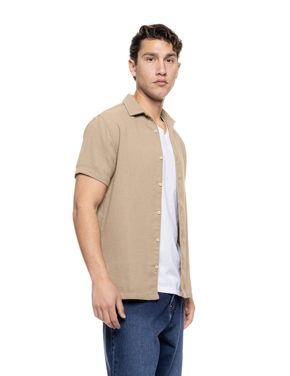 Smart πουκάμισο κοντομάνικο κανονικό κολάρο 55-203-003 BEIGE