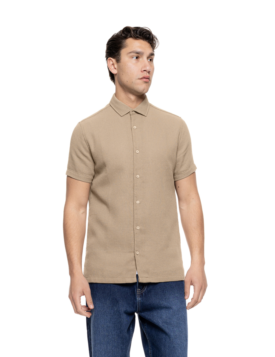 Smart πουκάμισο κοντομάνικο κανονικό κολάρο 55-203-003 BEIGE