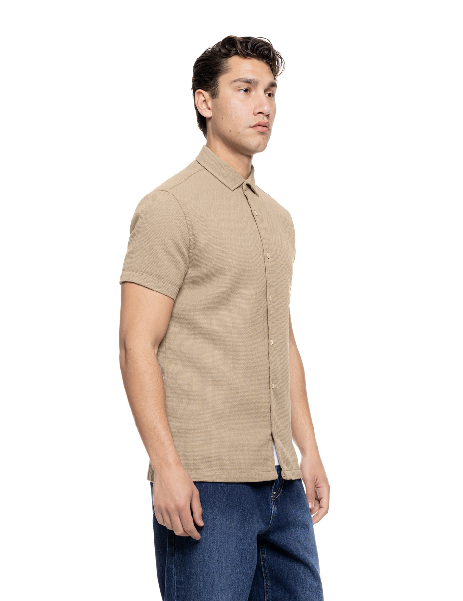 Smart πουκάμισο κοντομάνικο κανονικό κολάρο 55-203-003 BEIGE