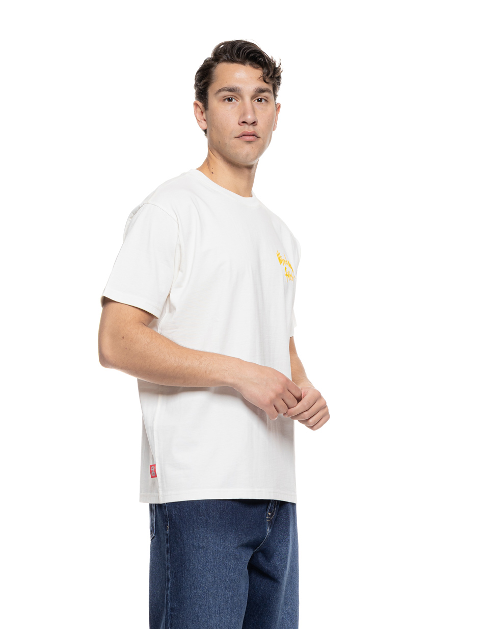 Smart Ανδρικό oversized μπλουζάκι με τύπωμα “wind, waves, freedom” 55-206-001 OFF WHITE