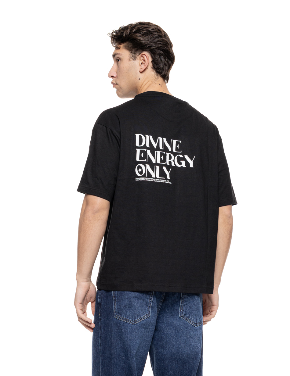 Splendid Ανδρικό over sized μπλουζάκι μονόχρωμο με τύπωμα στην πλάτη ” divine energy only” 55-206-013 BLACK