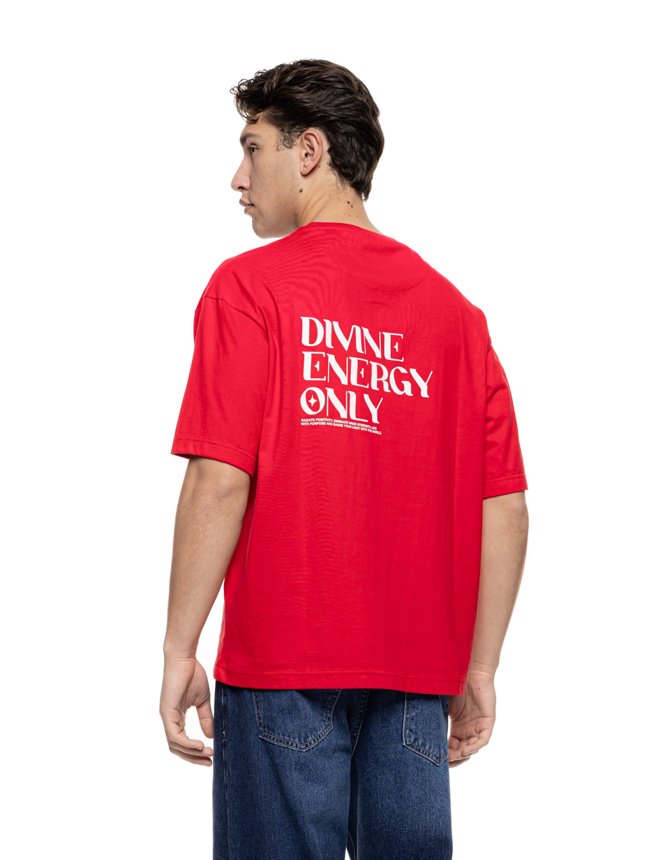 Splendid Ανδρικό over sized μπλουζάκι μονόχρωμο με τύπωμα στην πλάτη ” divine energy only” 55-206-013 RED