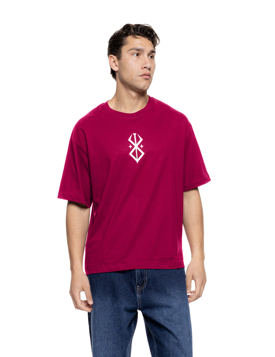 Biston Ανδρικό over sized μπλουζάκι μονόχρωμο με τύπωμα εμπρός και  στην πλάτη ” Bloom” 55-206-014 WINE RED