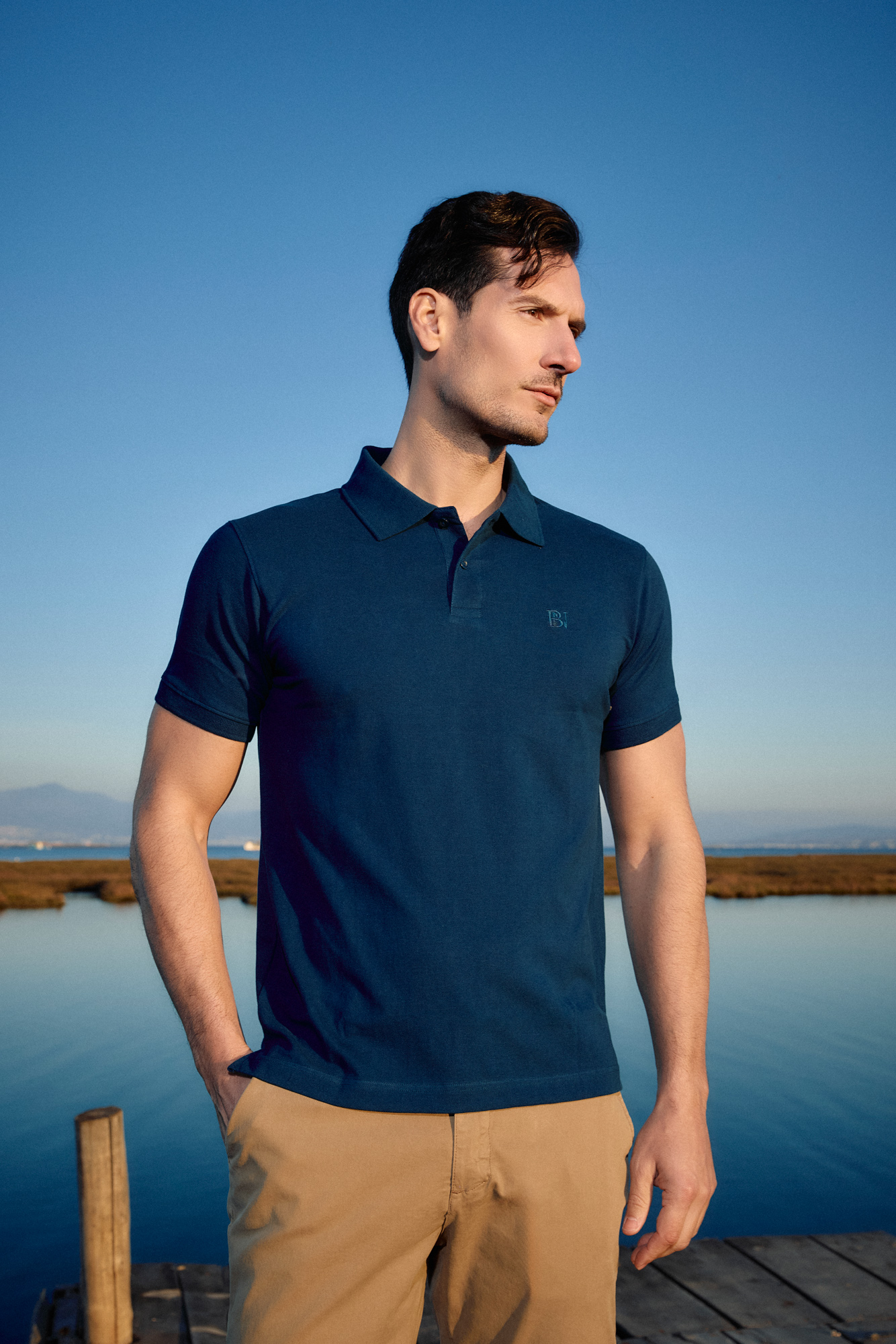 Biston Ανδρικό μπλουζάκι πόλο πικέ 55-206-026 BLUE