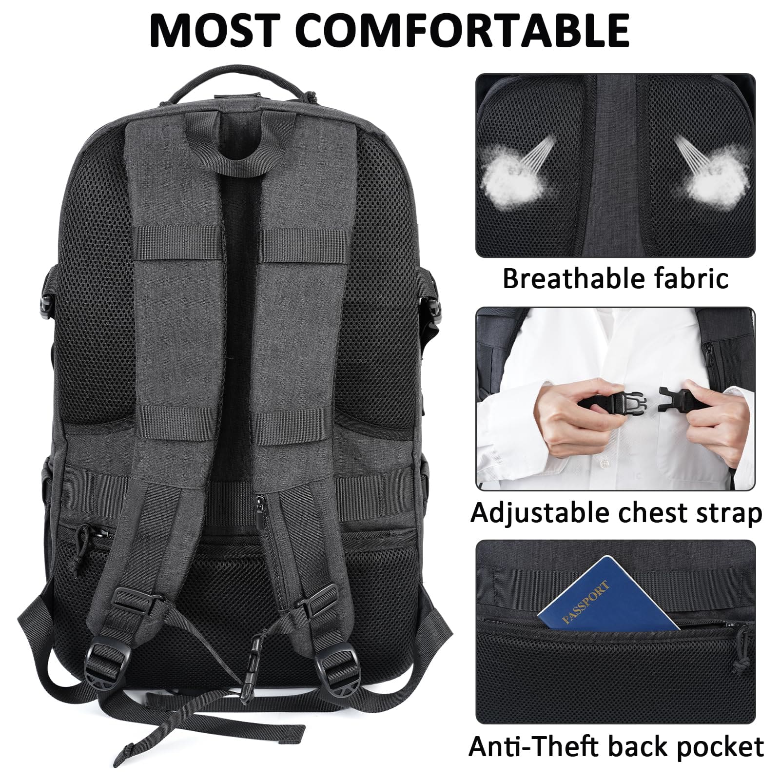 Σακίδιο πλάτης Military 32L 17,3” Matein 6056 μαύρο