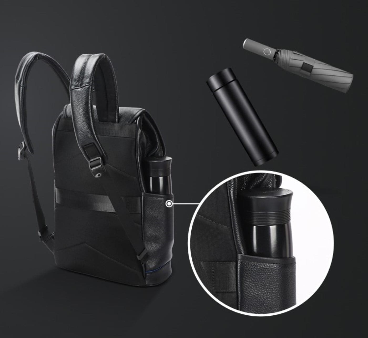 Δερμάτινο Σακίδιο πλάτης 24L 15,6” Bopai 61-123391 μαύρο