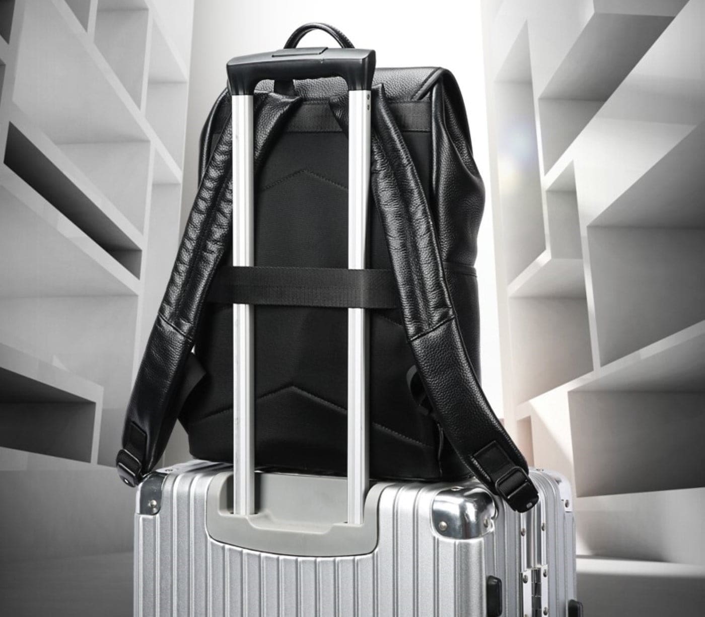 Δερμάτινο Σακίδιο πλάτης 24L 15,6” Bopai 61-123391 μαύρο