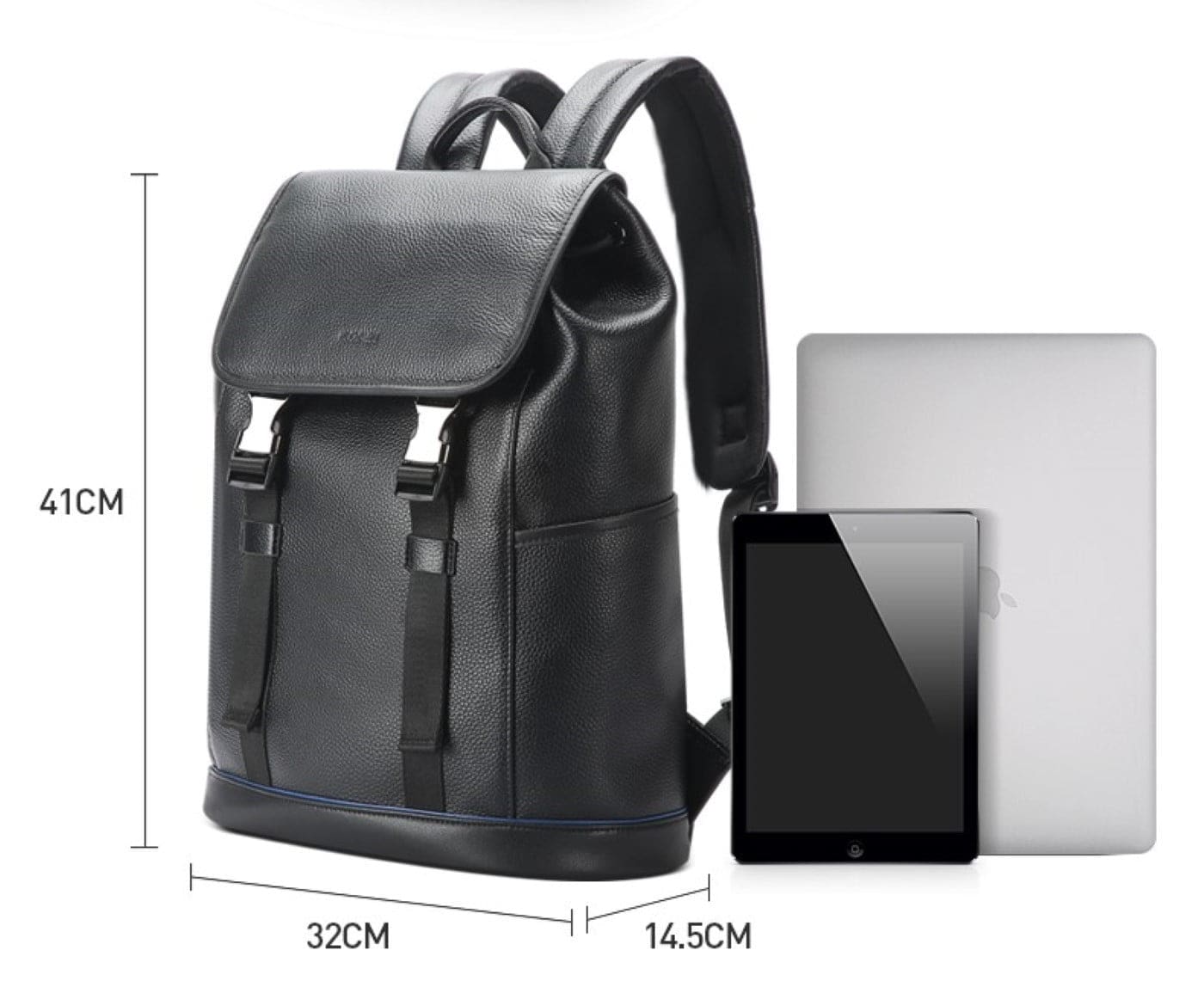 Δερμάτινο Σακίδιο πλάτης 24L 15,6” Bopai 61-123391 μαύρο