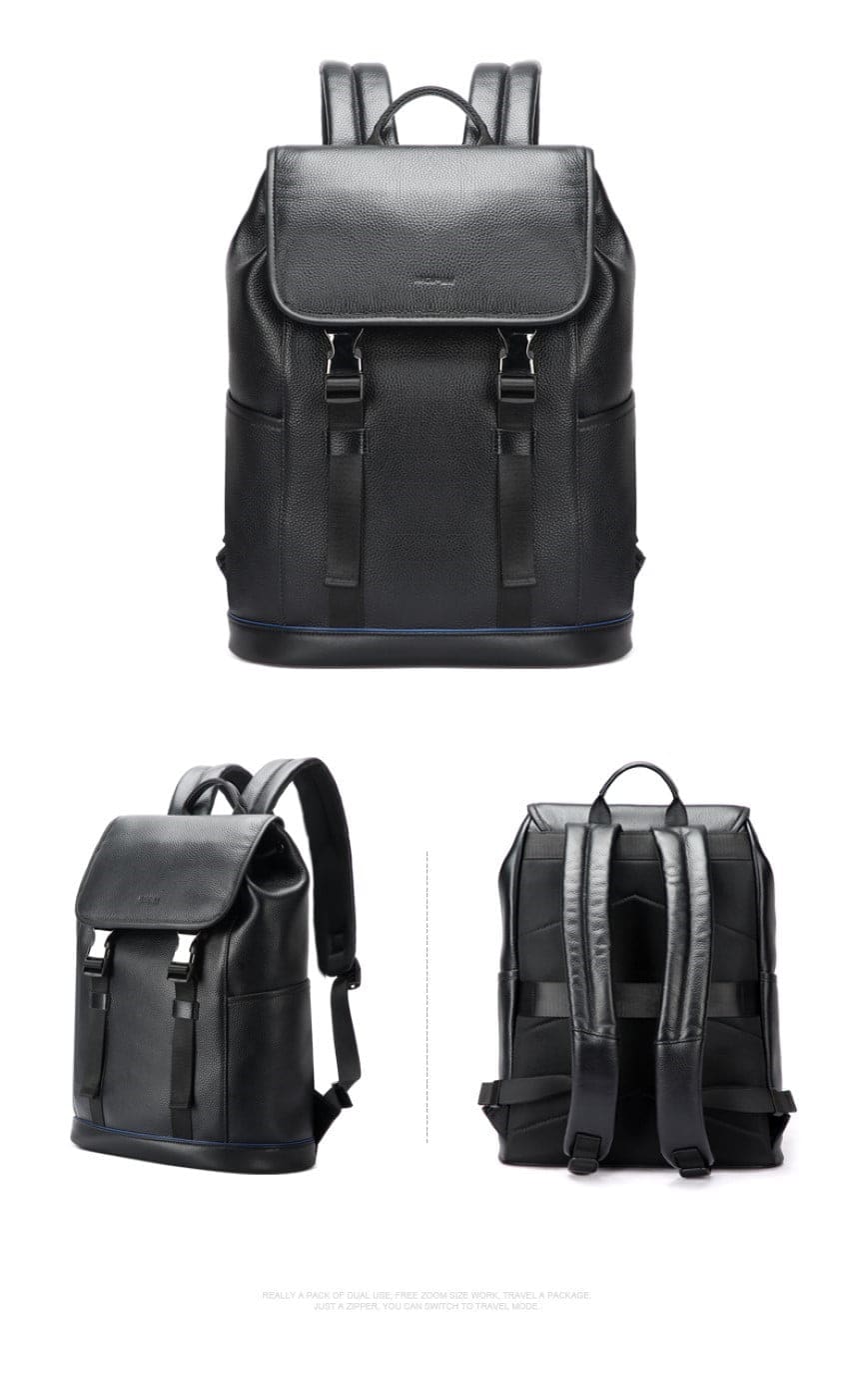 Δερμάτινο Σακίδιο πλάτης 24L 15,6” Bopai 61-123391 μαύρο