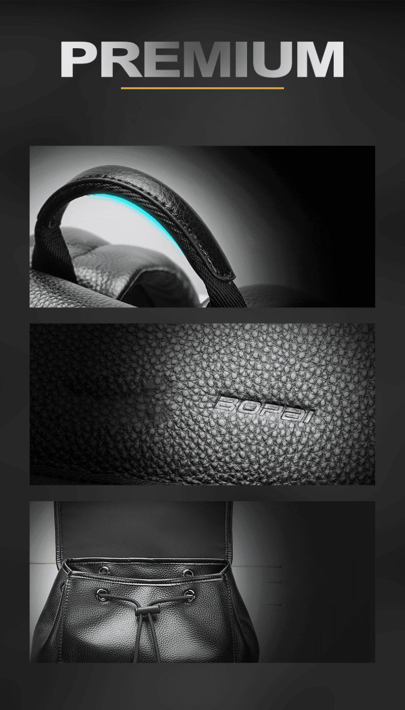 Δερμάτινο Σακίδιο πλάτης 24L 15,6” Bopai 61-123391 μαύρο