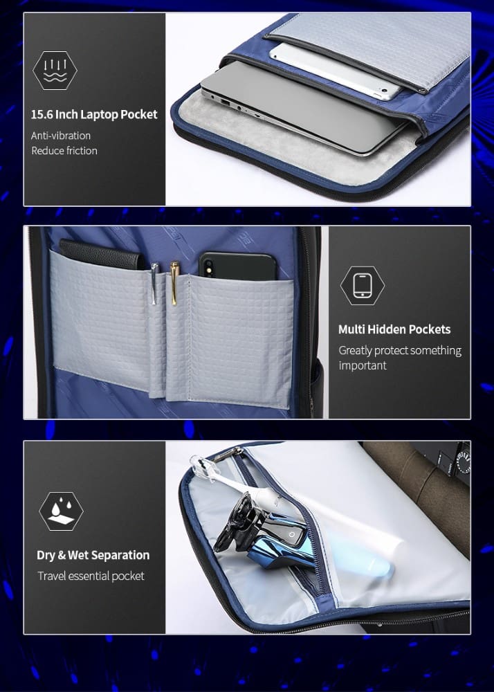 Σακίδιο πλάτης Αντικλεπτικό 24L Laptop 15,6” Bopai 61-51011 μαύρο