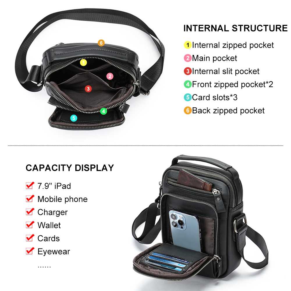 Δερμάτινο Ανδρικό Τσαντάκι Ώμου Cardinal 6105 μαύρο