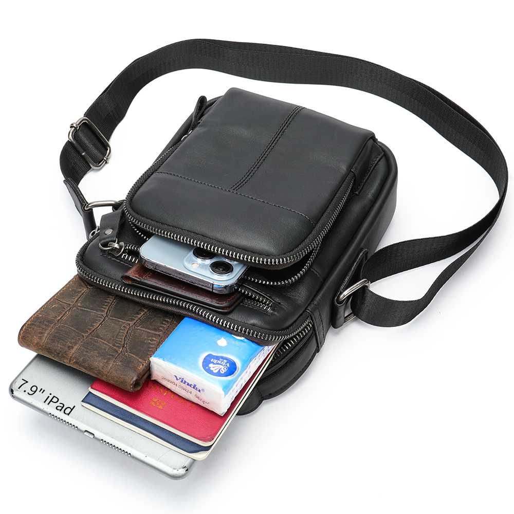 Δερμάτινο Ανδρικό Τσαντάκι Ώμου Cardinal 6105 μαύρο