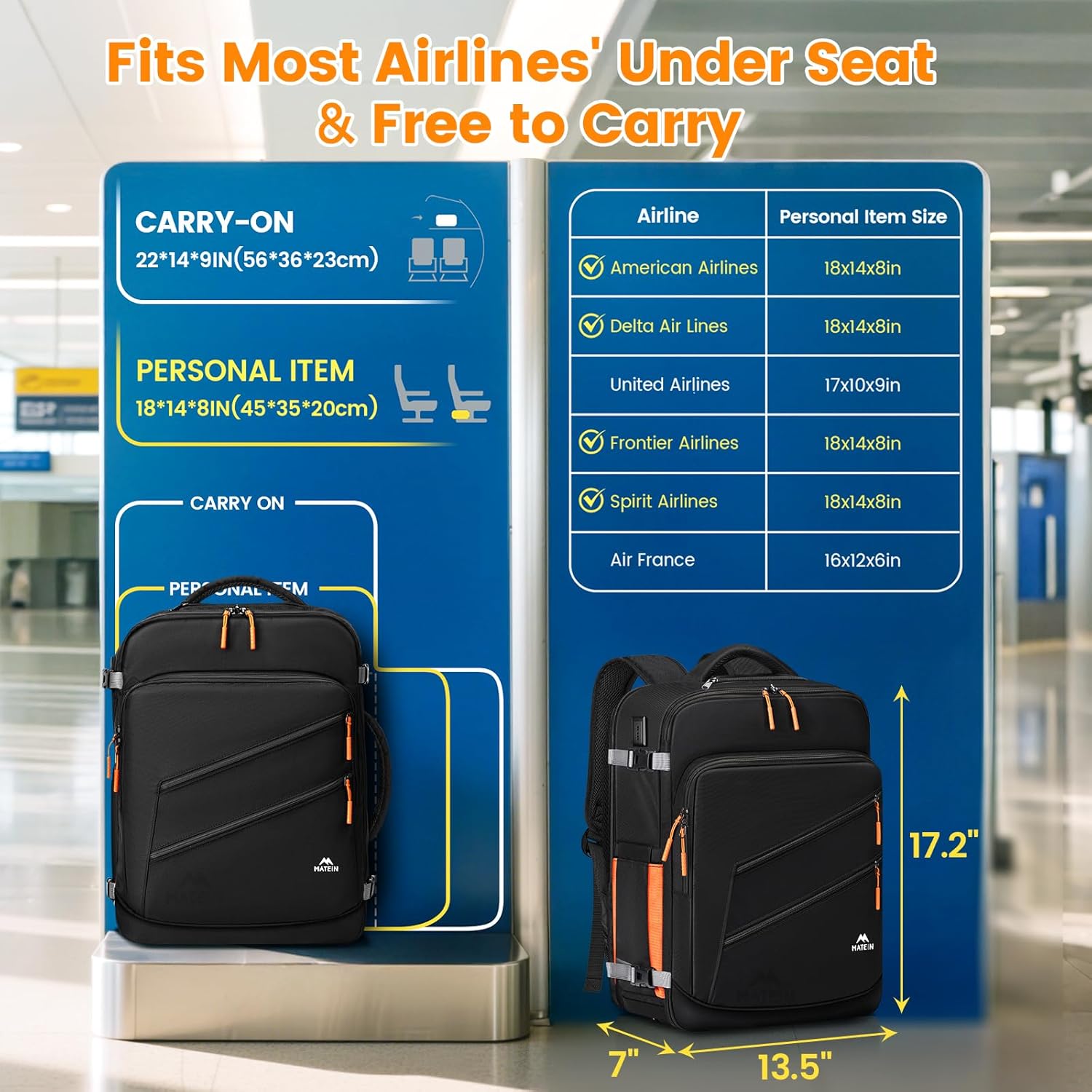 Σακίδιο Πλάτης Cabin Size 30L 17” Matein 6738 μαύρο