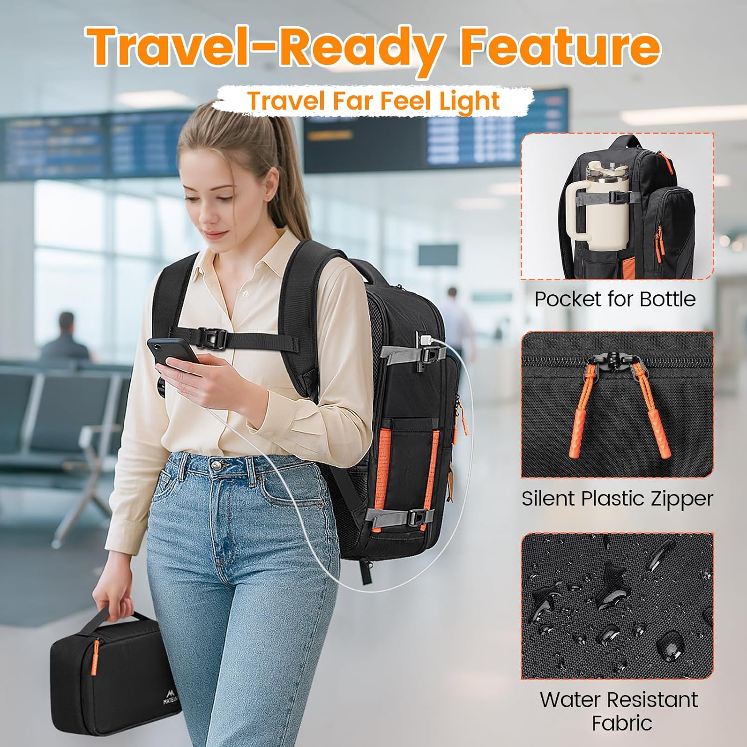 Σακίδιο Πλάτης Cabin Size 30L 17” Matein 6738 μαύρο