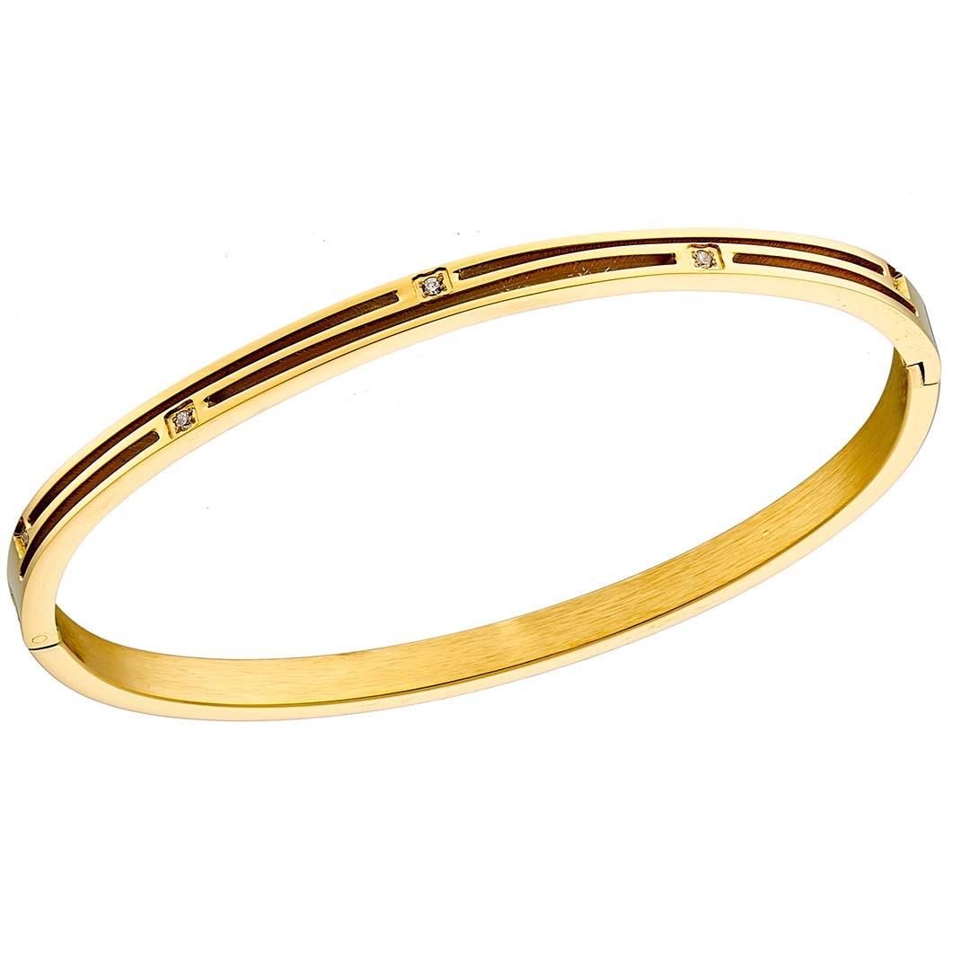 Βραχιόλι γυναικείο από ανοξείδωτο ατσάλι επιχρυσωμένo N-01004G