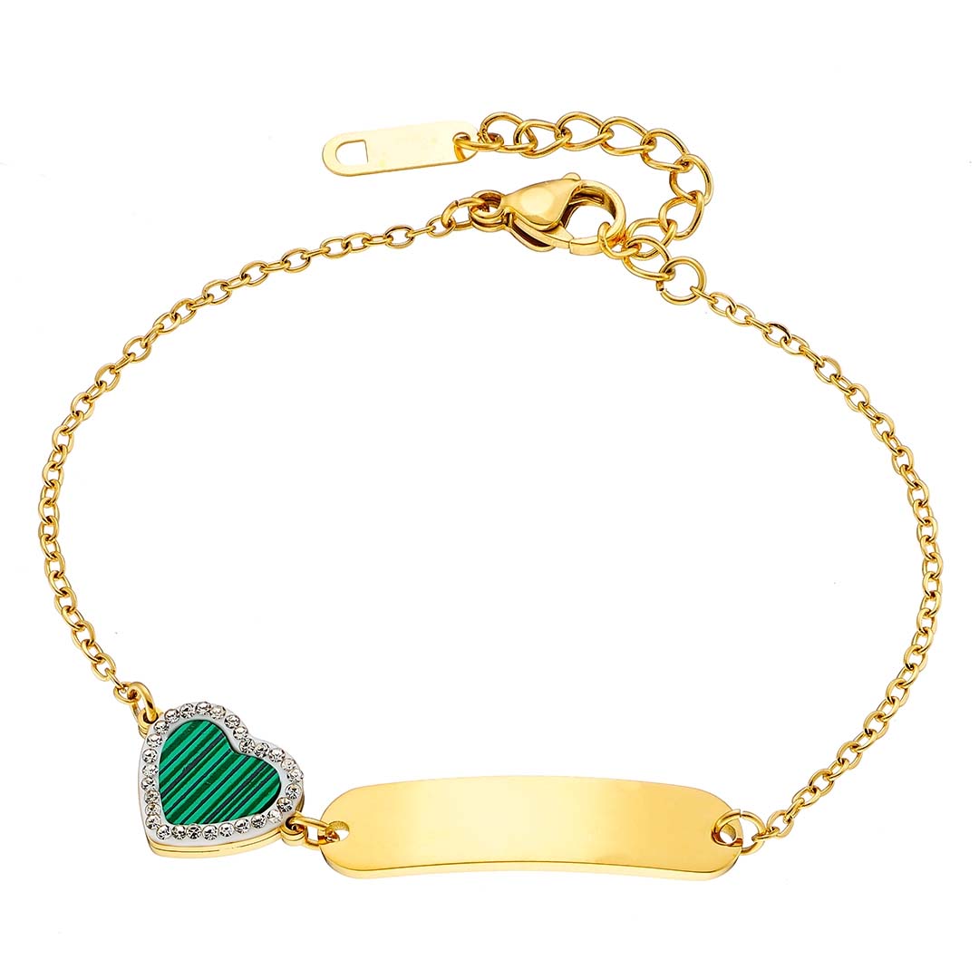 Γυναικείο βραχιόλι από ανοξείδωτο ατσάλι με λευκή καρδιά ιδανικό για Χάραξη N-01020G