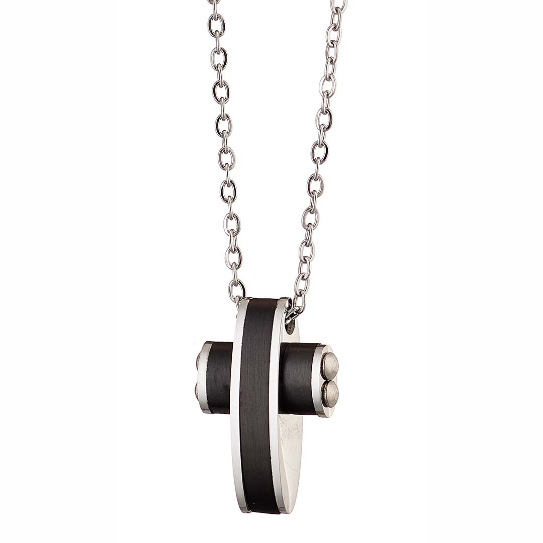 Sequoia Κολιέ σταυρός ανδρικός από ανοξείδωτο ατσάλι N-01301BL