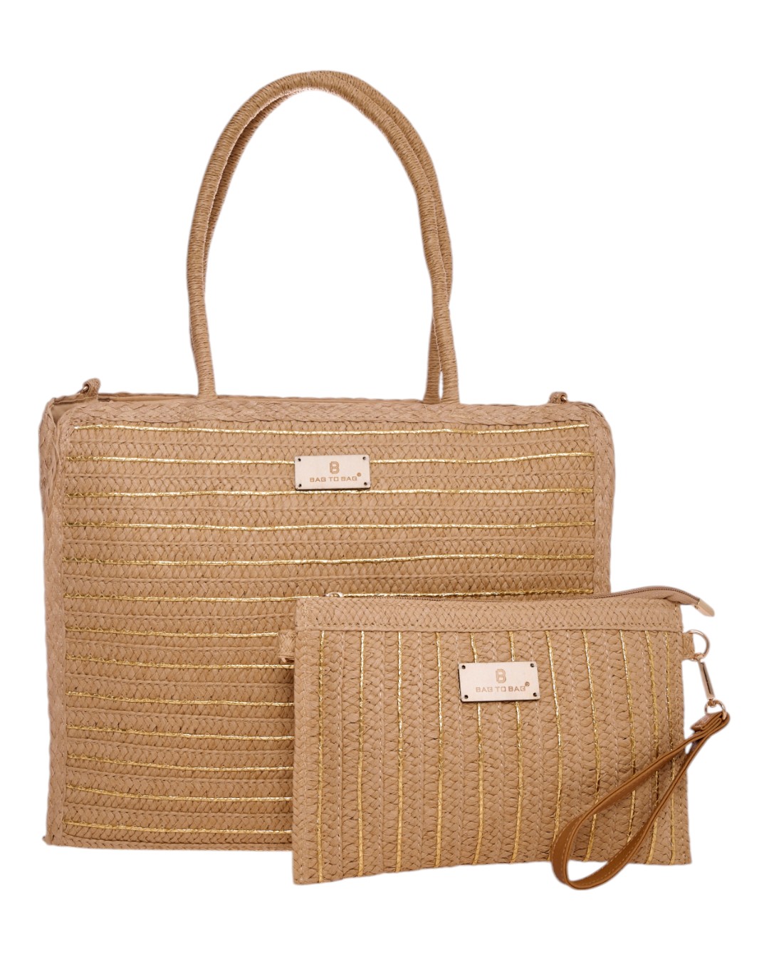 Ψάθινη Τσάντα Ώμου XY-2520 – Apricot