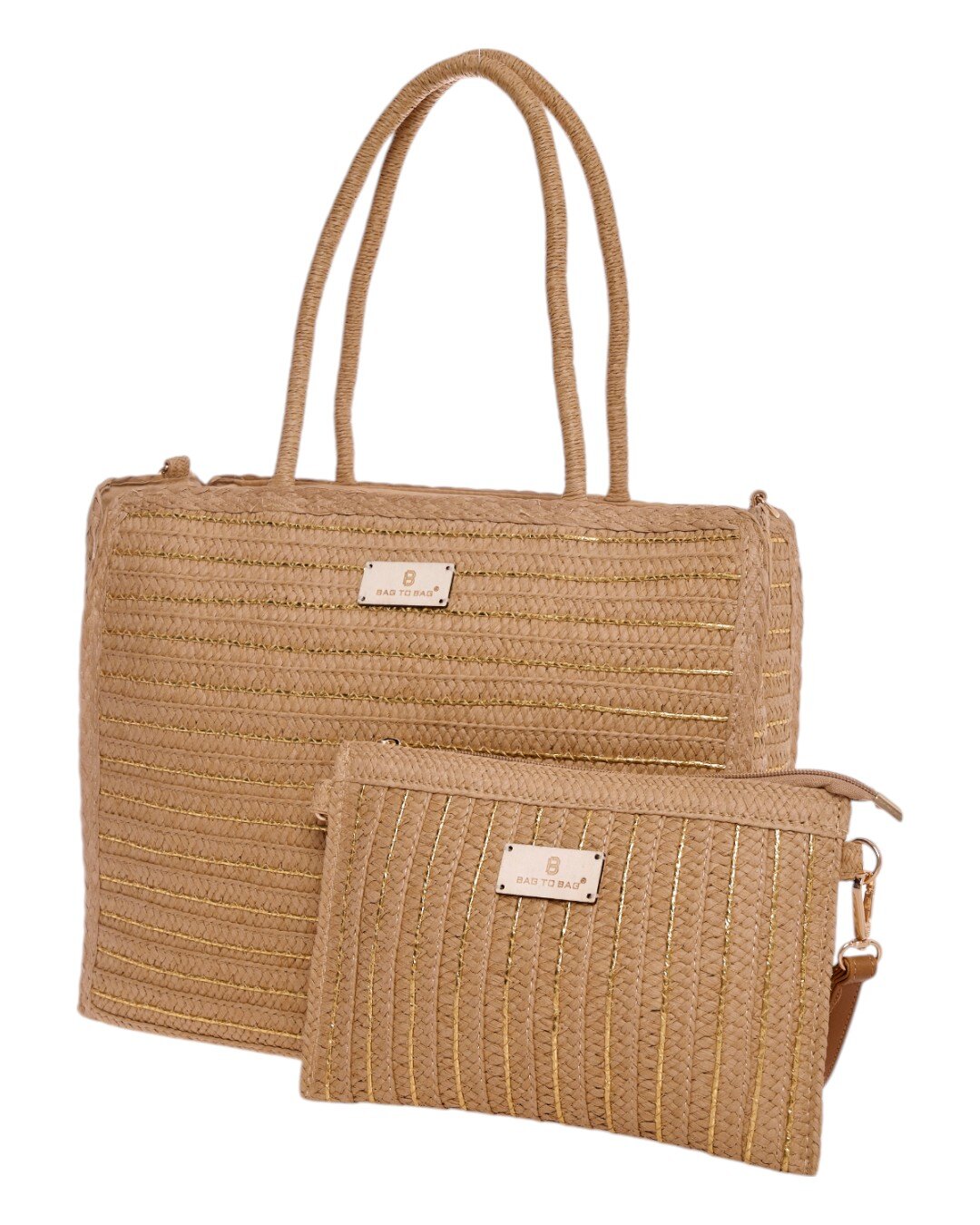 Ψάθινη Τσάντα Ώμου XY-2520 – Apricot