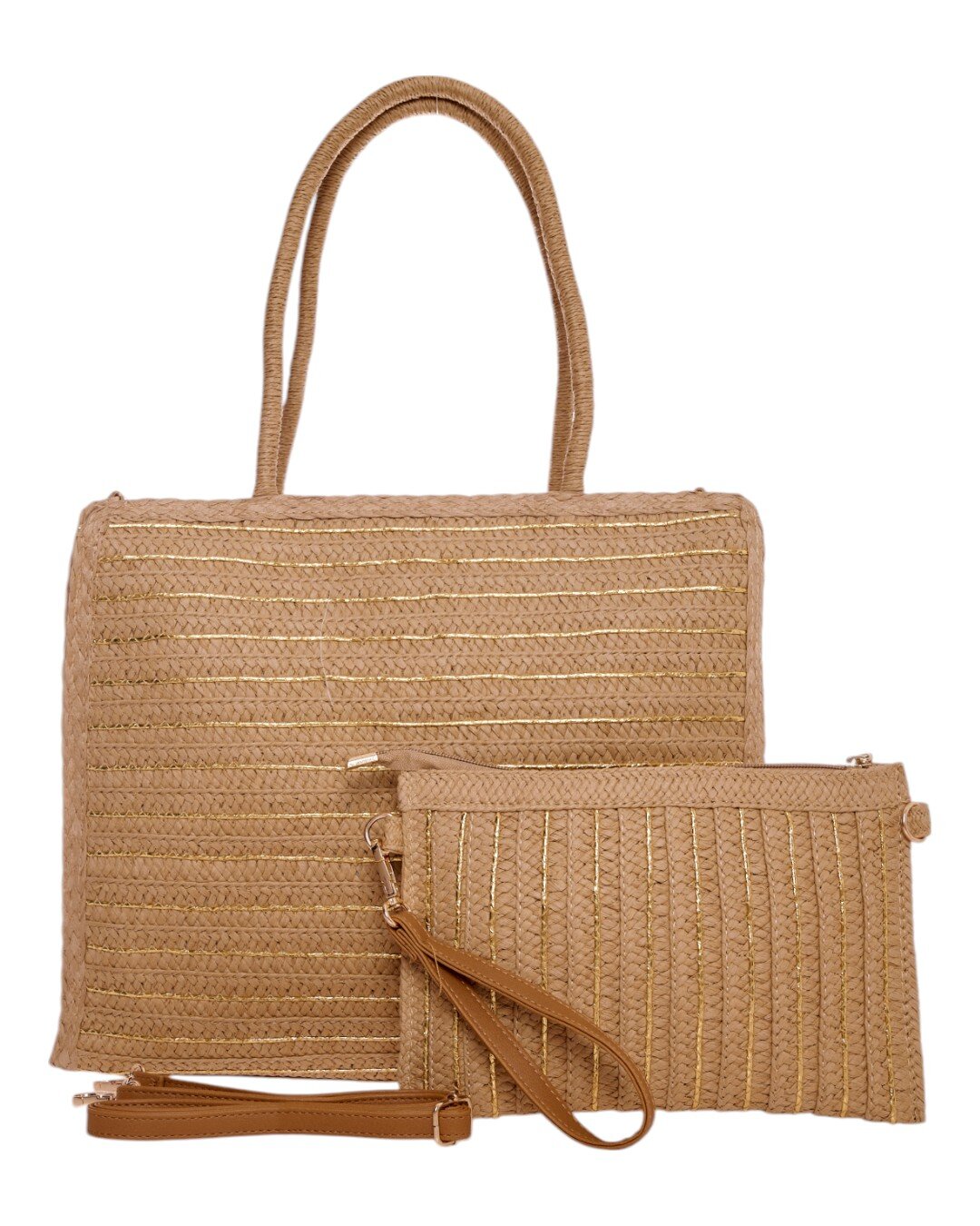 Ψάθινη Τσάντα Ώμου XY-2520 - Apricot