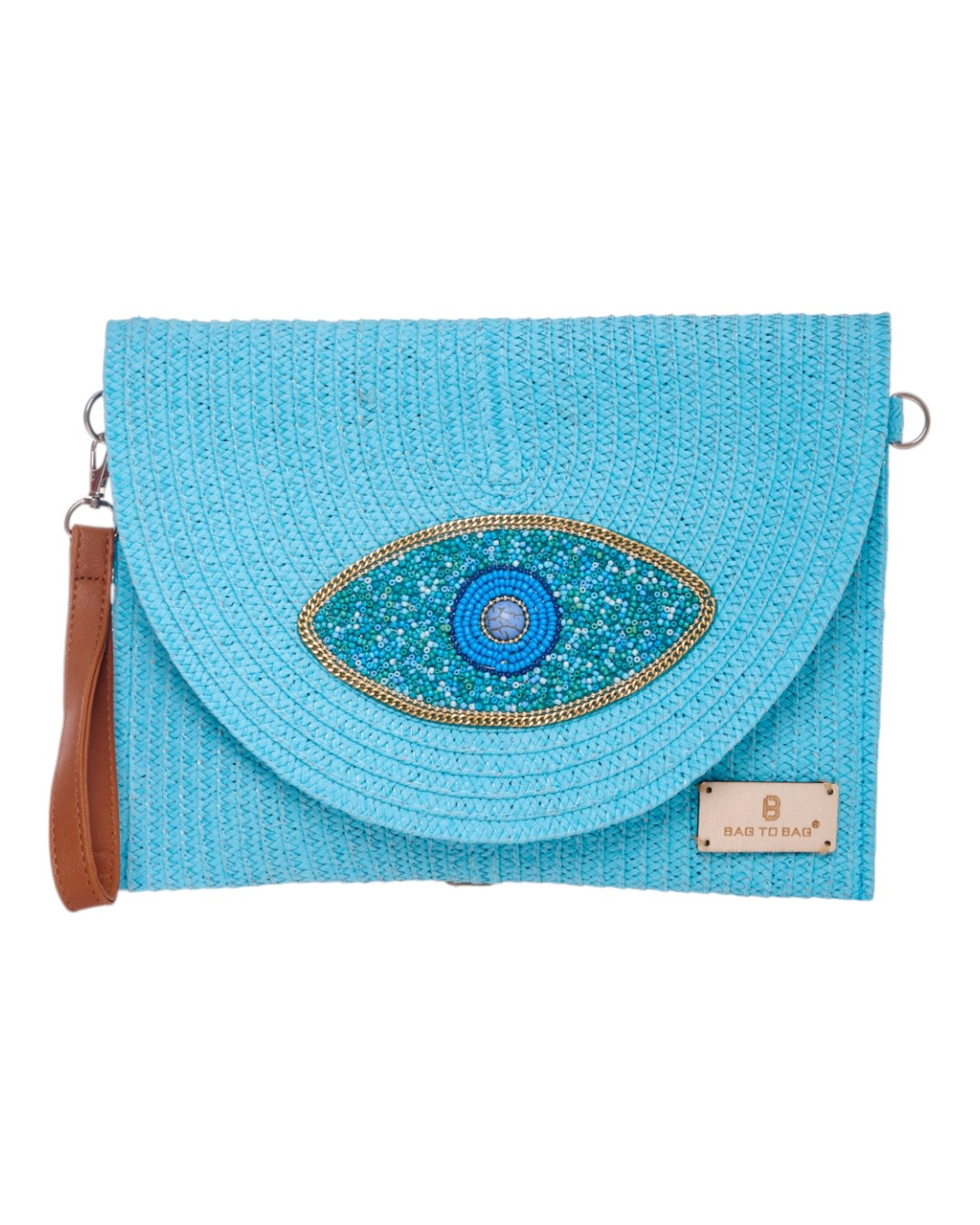 Ψάθινη Τσάντα χειρός XY-2502 – Γαλάζιο