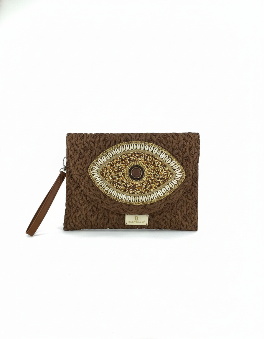 Ψάθινη τσάντα χειρός XY-2613 – Καφέ