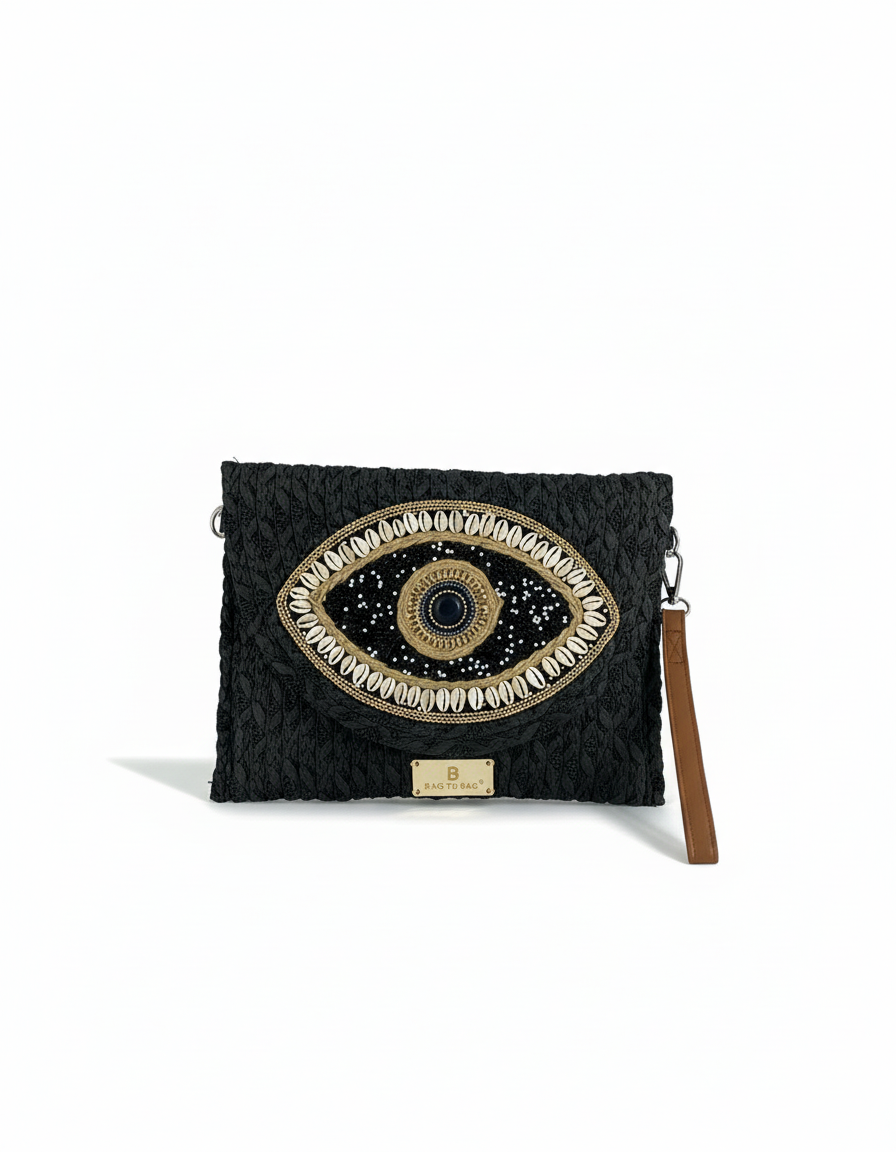 Ψάθινη τσάντα χειρός XY-2613 – Μαύρο